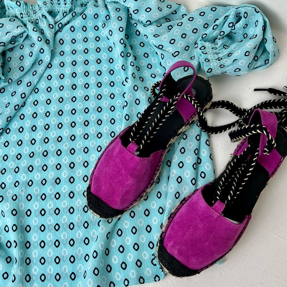 Banana Republic Geometric Off The Shoulder Blouse Sz L - Picture 14 of 14